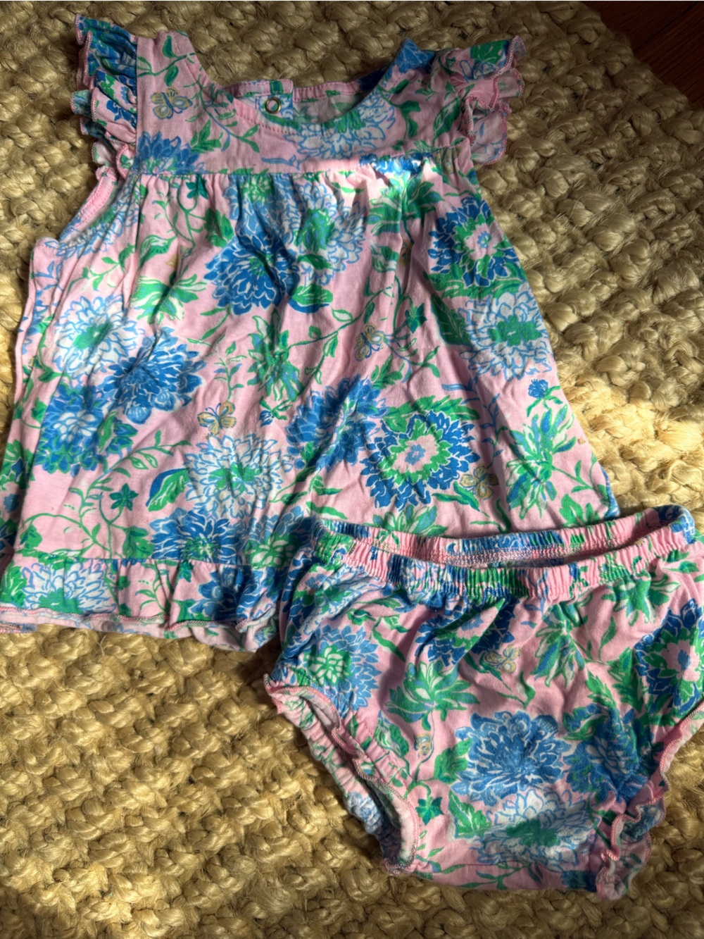 Lilly Pulitzer Pink Floral Two-Piece Crop Top and Shorts Set